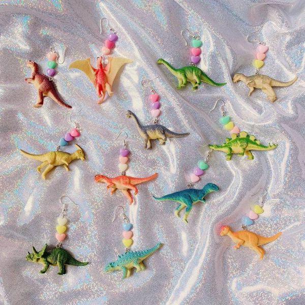 new cute dinosaur animals drop earrings punk party heart dangle earrings exaggerated whimsy jewelry creative for women girl gift, Silver
new cute dinosaur animals drop earrings punk party heart dangle earrings exaggerated whimsy jewelry creative for women girl gift, Silver