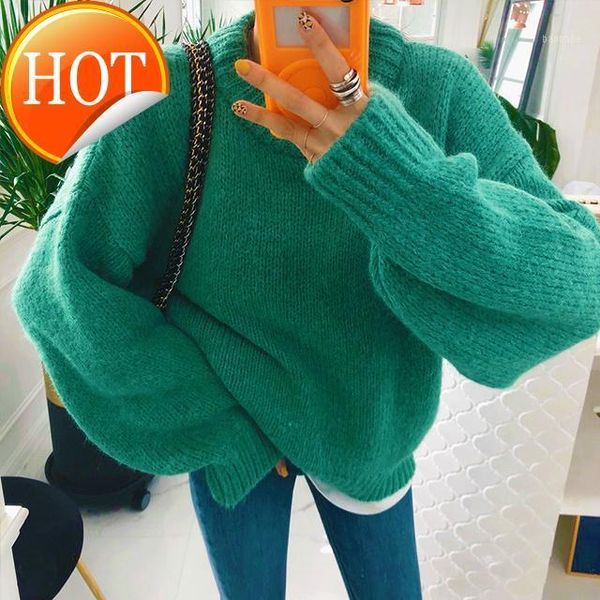 korea oversize lazy style loose thick side thick sweater round neck pullover candy color sweater for women1, White;black
korea oversize lazy style loose thick side thick sweater round neck pullover candy color sweater for women1, White;black