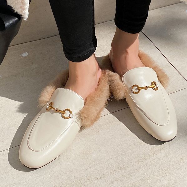 women's genuine leather metal buckle rabbit fur winter slip-on flats mules round toe leisure soft comfortable slides casual shoe q1215, Black;white
women's genuine leather metal buckle rabbit fur winter slip-on flats mules round toe leisure soft comfortable slides casual shoe q1215, Black;white