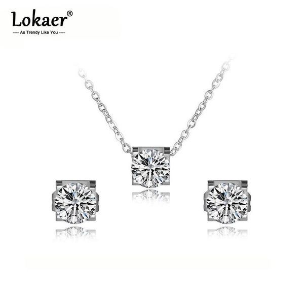 earrings & necklace lokaer classic stainless steel mosaic shiny cz crystal bridal sets for women wedding bands jewelry se027, Silver
earrings & necklace lokaer classic stainless steel mosaic shiny cz crystal bridal sets for women wedding bands jewelry se027, Silver