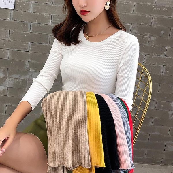 women's sweaters 2021 autumn winter women crew neck knit striped sweater slim fitting stretchable femme korean pullover jumper clothes, White;black
women's sweaters 2021 autumn winter women crew neck knit striped sweater slim fitting stretchable femme korean pullover jumper clothes, White;black