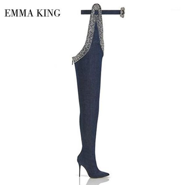 boots fashion wais belt over the knee blue denim thigh high crystal design 12cm heels gladiator botas mujer1, Black
boots fashion wais belt over the knee blue denim thigh high crystal design 12cm heels gladiator botas mujer1, Black