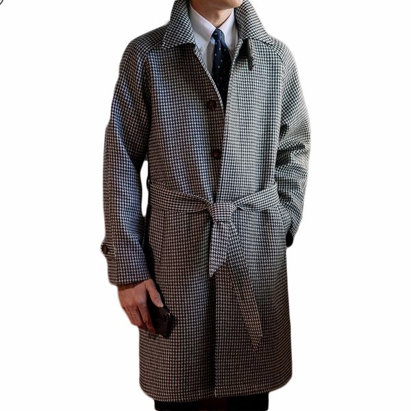 winter mens suit coat houndstooth outfit one piece long length custom made british style with sash party thick coat, Black;gray
winter mens suit coat houndstooth outfit one piece long length custom made british style with sash party thick coat, Black;gray