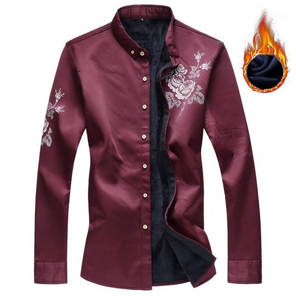 men's casual shirts autumn winter thick fleece warm men smooth silk rose print long sleeve fashion brand wedding party dress shirt size, White;black
men's casual shirts autumn winter thick fleece warm men smooth silk rose print long sleeve fashion brand wedding party dress shirt size, White;black