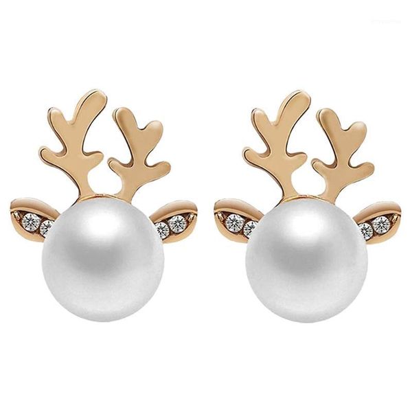1pair antler earrings imitation pearl rhinestone earrings christmas small animal cute sweet style1, Golden;silver
1pair antler earrings imitation pearl rhinestone earrings christmas small animal cute sweet style1, Golden;silver