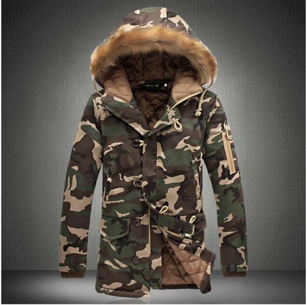 new winter camouflage hooded medium length cotton plus fat oversized wool collar overcoat men's fashion panic buying recommend, Black
new winter camouflage hooded medium length cotton plus fat oversized wool collar overcoat men's fashion panic buying recommend, Black