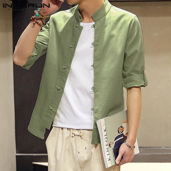 men's casual shirts incerun autumn men solid long sleeve collar joker buckle shirt fashion retro cotton linen literary fresh mens blous, White;black
men's casual shirts incerun autumn men solid long sleeve collar joker buckle shirt fashion retro cotton linen literary fresh mens blous, White;black