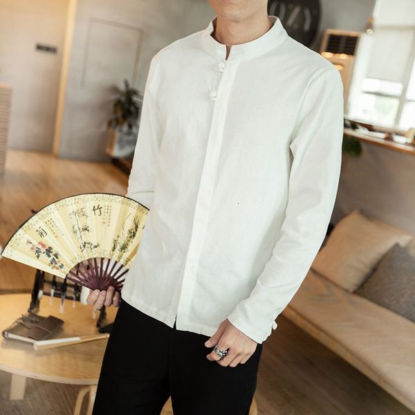 chinese men's national style pan button solid color linen shirt large long sleeve youth tang loose top, White;black
chinese men's national style pan button solid color linen shirt large long sleeve youth tang loose top, White;black