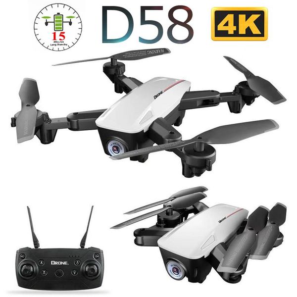 d58 follow me wifi fpv quadcopter with 4k hd wide angle camera foldable optical flow rc drone helicopter toys
