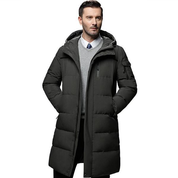 90% white duck winter of men in hoodie warm down male long puffer m-5xl jacket, Black 
90% white duck winter of men in hoodie warm down male long puffer m-5xl jacket, Black