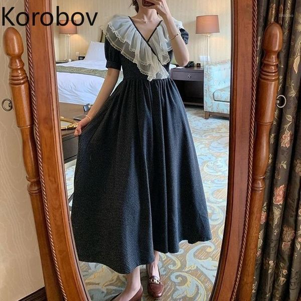 korobov 2020 new chic v neck lace patchwork women dress sweet japanese style puff sleeve dresses korean elegant vestidos femme1, Black;gray
korobov 2020 new chic v neck lace patchwork women dress sweet japanese style puff sleeve dresses korean elegant vestidos femme1, Black;gray