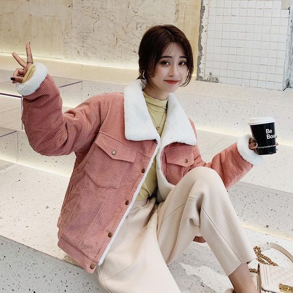 201909 korean corduroy short winter coat women corduroy thicken faux fur coat loose jacket women bf student style teddy1, Black
201909 korean corduroy short winter coat women corduroy thicken faux fur coat loose jacket women bf student style teddy1, Black