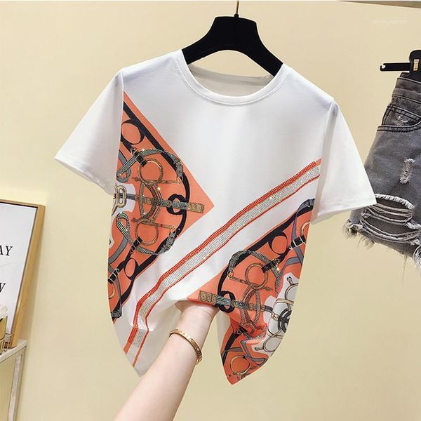 women's t-shirt women's short sleeves o neck bling print 2021 summer ladies casual pullover tee tees a32621, White
women's t-shirt women's short sleeves o neck bling print 2021 summer ladies casual pullover tee tees a32621, White