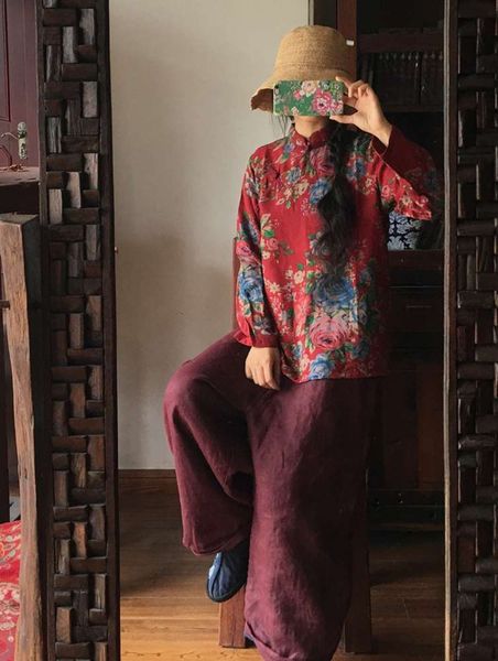 2019 luogu clay chine style stand collar hand coiled button slant placket nostalgic loose double cotton comfortable backing shirt 1452, White
2019 luogu clay chine style stand collar hand coiled button slant placket nostalgic loose double cotton comfortable backing shirt 1452, White