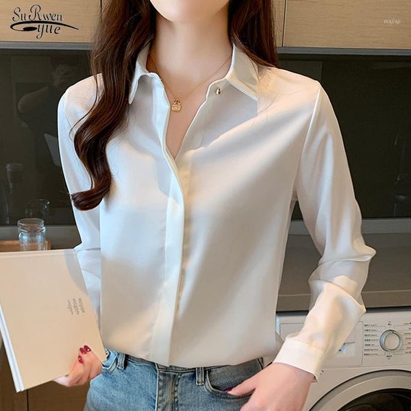 women's blouses & shirts 2021 autumn long sleeve silk women shirt office lady turn down collar solid blouse elegant blusas chic 106181, White
women's blouses & shirts 2021 autumn long sleeve silk women shirt office lady turn down collar solid blouse elegant blusas chic 106181, White