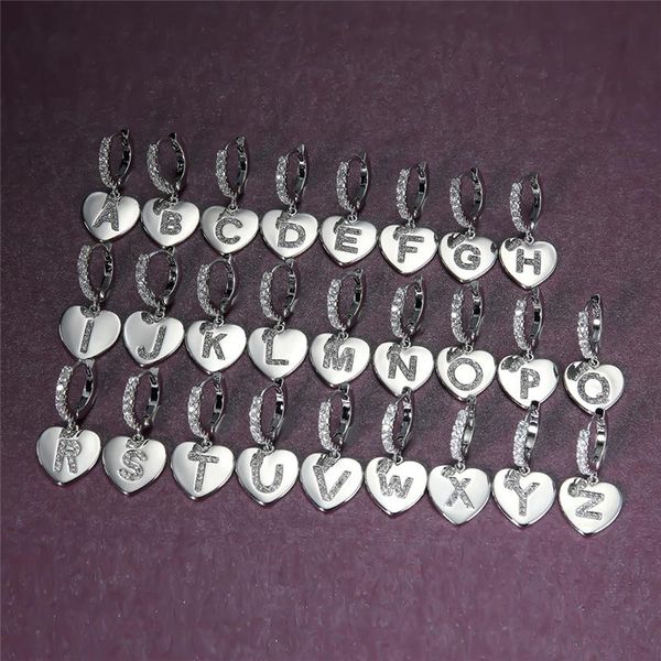 hoop & huggie dainty female crystal letter a-z earrings classic silver color wedding for women vintage bride love heart, Golden;silver 
hoop & huggie dainty female crystal letter a-z earrings classic silver color wedding for women vintage bride love heart, Golden;silver