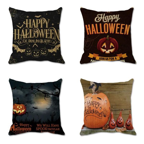 

trick or treat pumpkin demon pillow cover living room sofa car pillowcase print cotton linen cartoon halloween cushion covers