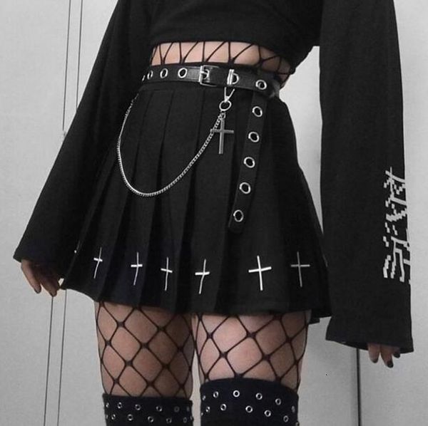 girls punk cross embroidery skirts summer pleated women high waist gothic mini skirts cross female black with belt chain
girls punk cross embroidery skirts summer pleated women high waist gothic mini skirts cross female black with belt chain