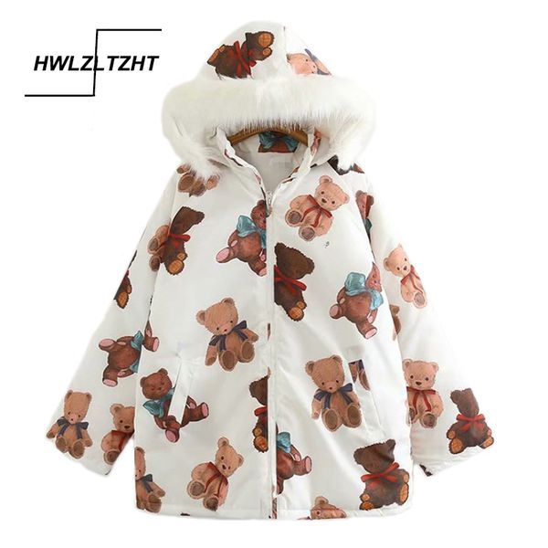 women's harajuku parkas kawaii jacket cartoon bear print winter padded coats women japanese fashion outwear loose coat 201023, Black;brown 
women's harajuku parkas kawaii jacket cartoon bear print winter padded coats women japanese fashion outwear loose coat 201023, Black;brown