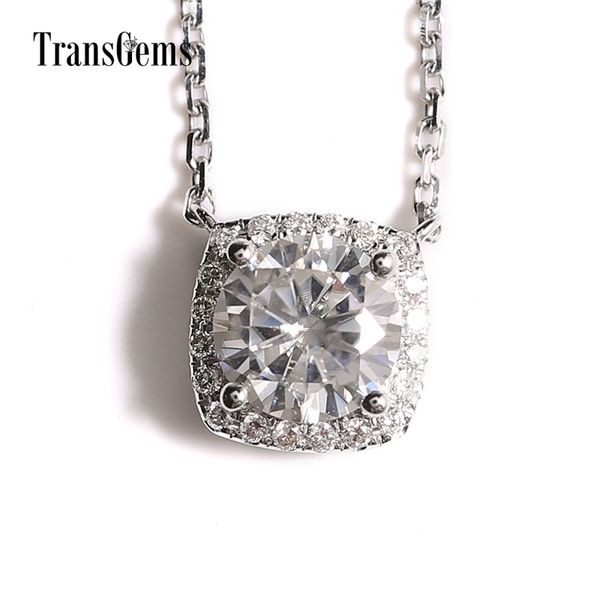 transgems 18k 750 white gold main diameter 6.5mm f color round moissanite halo pendant necklace for women valentine's day gifts y200620, Silver
transgems 18k 750 white gold main diameter 6.5mm f color round moissanite halo pendant necklace for women valentine's day gifts y200620, Silver