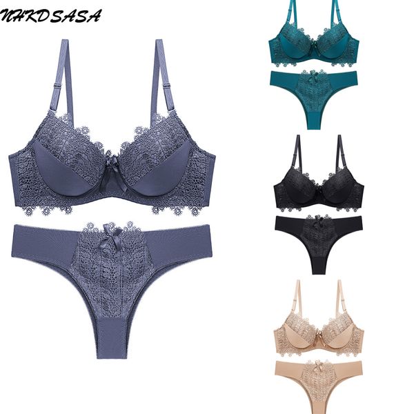 nhkdsasa brand new 2020 bra set 3/4 cup back closure lace women bra sets thong hollow out underwear intimante lingerie c1211, Black;white
nhkdsasa brand new 2020 bra set 3/4 cup back closure lace women bra sets thong hollow out underwear intimante lingerie c1211, Black;white