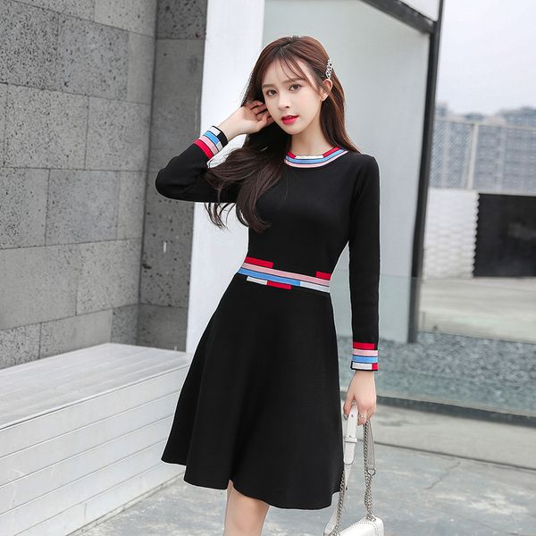 new winter kintting sweater dress women sweet elegant o-neck long sleeves dress vintage high waist a-line hit color dress 201127, Black;gray
new winter kintting sweater dress women sweet elegant o-neck long sleeves dress vintage high waist a-line hit color dress 201127, Black;gray