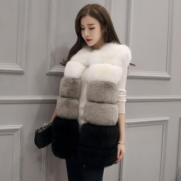 women's fur & faux vest korean stitching mid-length winter jacket women female warm coat mink o-neck covered button, Black
women's fur & faux vest korean stitching mid-length winter jacket women female warm coat mink o-neck covered button, Black