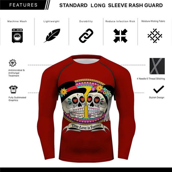 men full printing floral skull t-shirt long sleeve sportswear rash guards men workout cycling running mma bjj no gi tee 201203, White;black
men full printing floral skull t-shirt long sleeve sportswear rash guards men workout cycling running mma bjj no gi tee 201203, White;black