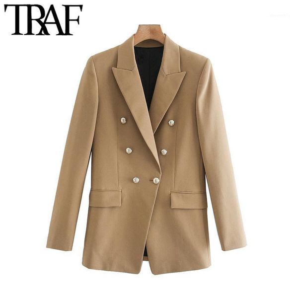 women's suits & blazers traf women fashion office wear double breasted coat vintage long sleeve pockets female outerwear chic 1, White;black
women's suits & blazers traf women fashion office wear double breasted coat vintage long sleeve pockets female outerwear chic 1, White;black