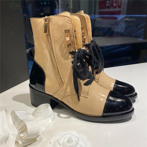 boots splicing leather lace-up short mixed colour motorcycle round toe women's stitching platform lady shoes, Black
boots splicing leather lace-up short mixed colour motorcycle round toe women's stitching platform lady shoes, Black