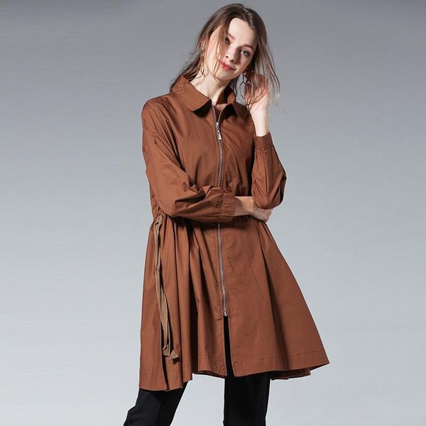 trench coat plus size women elastic waist brown black office lady casual fashion autumn work trenches outwear coat, Tan;black
trench coat plus size women elastic waist brown black office lady casual fashion autumn work trenches outwear coat, Tan;black