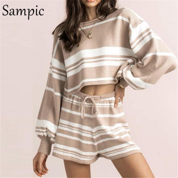 women's tracksuits sampic women striped casual sweater jumers shorts set long sleeve kniited winter and mini two piece outfits1, Gray
women's tracksuits sampic women striped casual sweater jumers shorts set long sleeve kniited winter and mini two piece outfits1, Gray