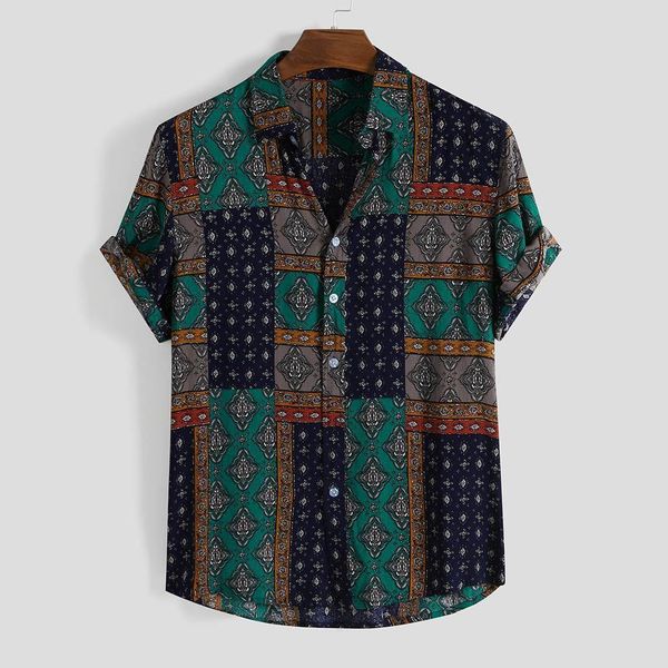 shirt mens vintage ethnic style summer short sleeve printing loose buttons casual camisa masculina shirts for men, White;black
shirt mens vintage ethnic style summer short sleeve printing loose buttons casual camisa masculina shirts for men, White;black