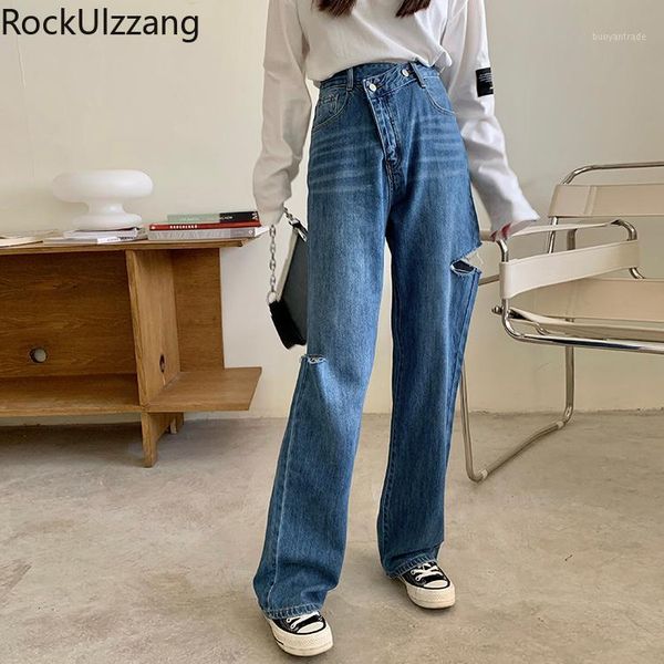 women's pants & capris irregular button high waist loose straight ripped hole denim pant women mom jeans trouser boyfriend fashion soli, Black;white
women's pants & capris irregular button high waist loose straight ripped hole denim pant women mom jeans trouser boyfriend fashion soli, Black;white