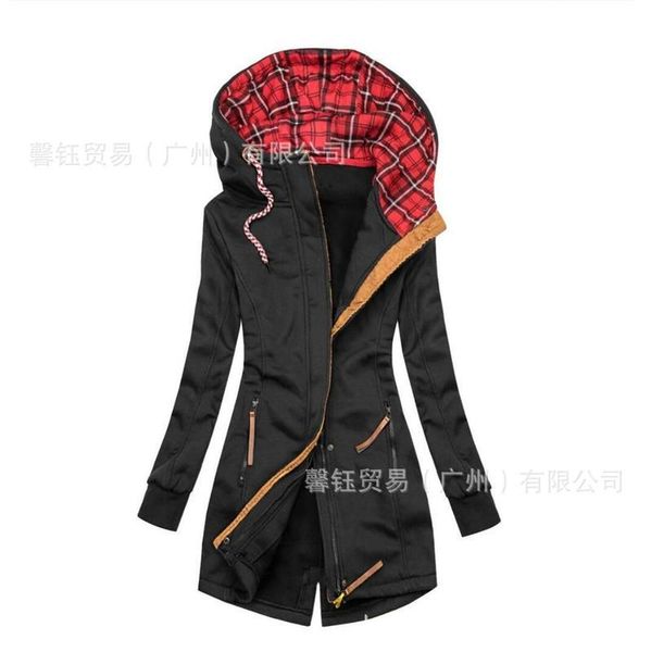 autumn 2020 women's fashion plaid print hooded high neck zipper pocket sweater coat, Black
autumn 2020 women's fashion plaid print hooded high neck zipper pocket sweater coat, Black