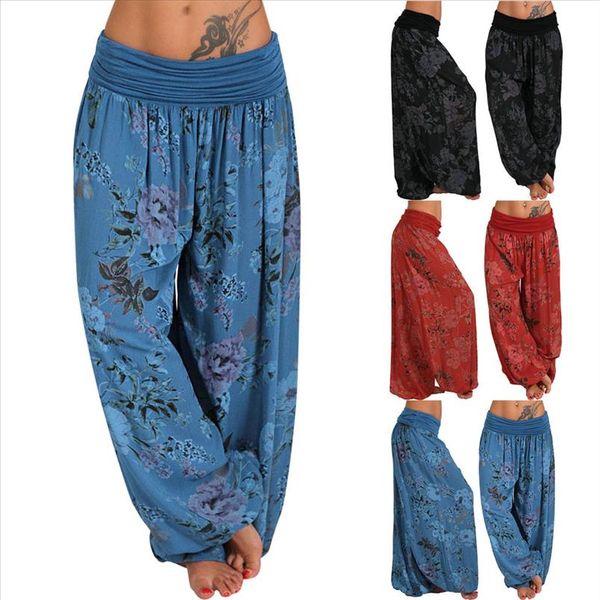 women bohemian long pants ladies low waist floral printed harem pants loose elastic waist leg trousers 5xl, Black;white
women bohemian long pants ladies low waist floral printed harem pants loose elastic waist leg trousers 5xl, Black;white