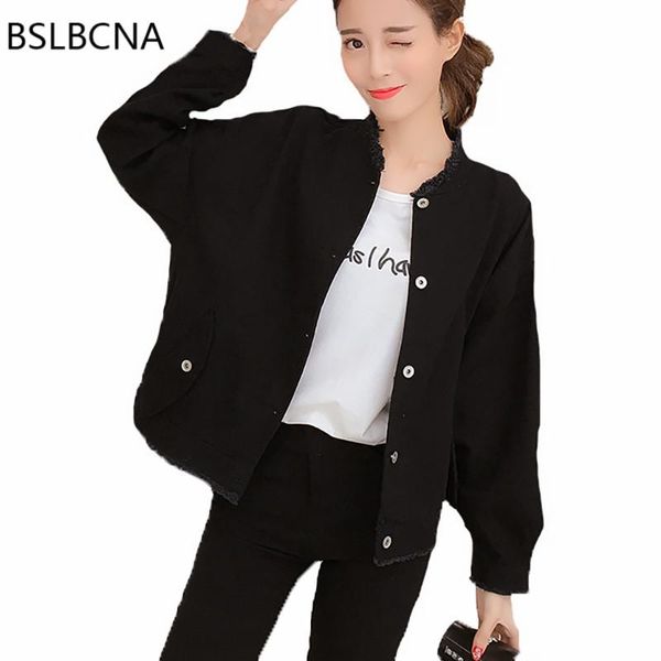 black denim jacket female 2020 autumn new korean style stand collar embroidery embroidered long sleeve jeans coat women a387, Black;brown
black denim jacket female 2020 autumn new korean style stand collar embroidery embroidered long sleeve jeans coat women a387, Black;brown