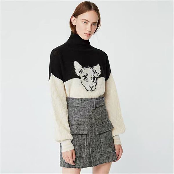 2019 fall winter sweet cat print women turtleneck sweaters pullovers runway long seeve female knitted sweater jumper clothes, White;black
2019 fall winter sweet cat print women turtleneck sweaters pullovers runway long seeve female knitted sweater jumper clothes, White;black