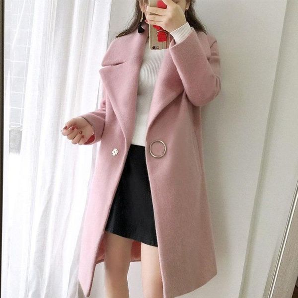 white wool mixture coat woman long sleeve winter fashion coat delicate wool for 2020 female overcoat fz796, Black
white wool mixture coat woman long sleeve winter fashion coat delicate wool for 2020 female overcoat fz796, Black