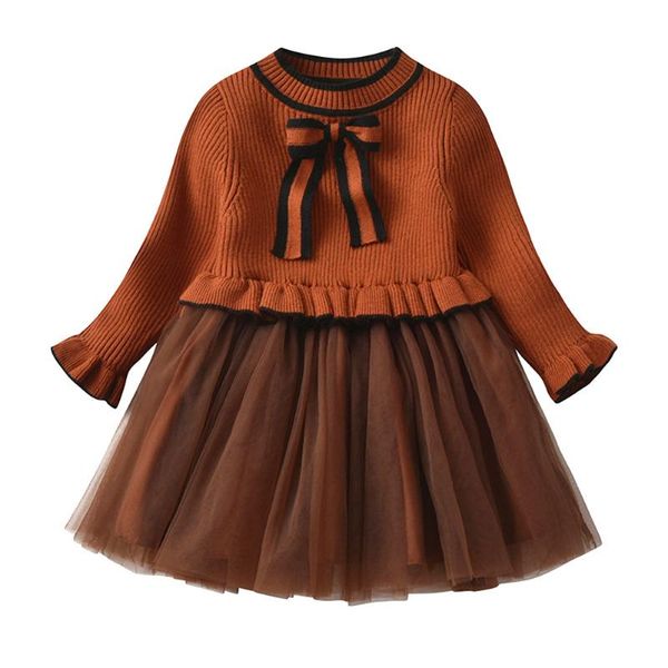girl's dresses girl mesh splicing sweater one-piece dress, round neck long sleeve falbala bow elastic knitted bubble, Red;yellow
girl's dresses girl mesh splicing sweater one-piece dress, round neck long sleeve falbala bow elastic knitted bubble, Red;yellow