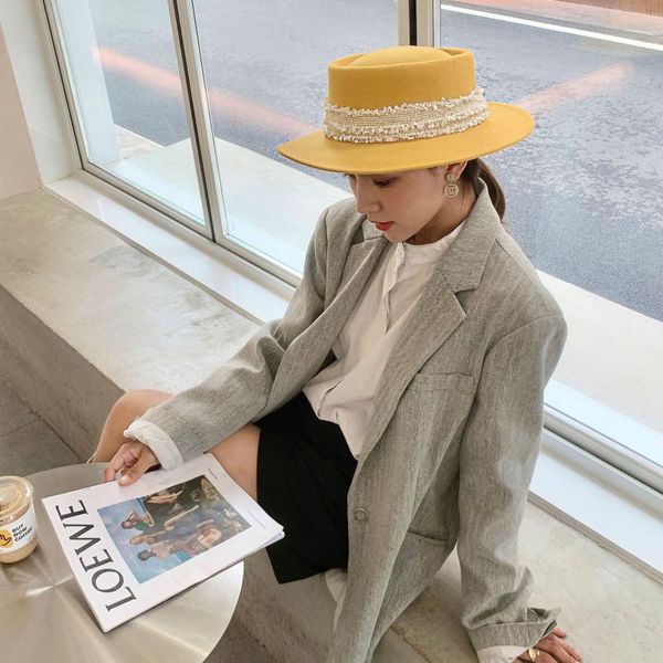 202010-panshi-yellow wool autumn ribbon beautiful color lady fedoras cap men women leisure panama jazz hat, Blue;gray
202010-panshi-yellow wool autumn ribbon beautiful color lady fedoras cap men women leisure panama jazz hat, Blue;gray