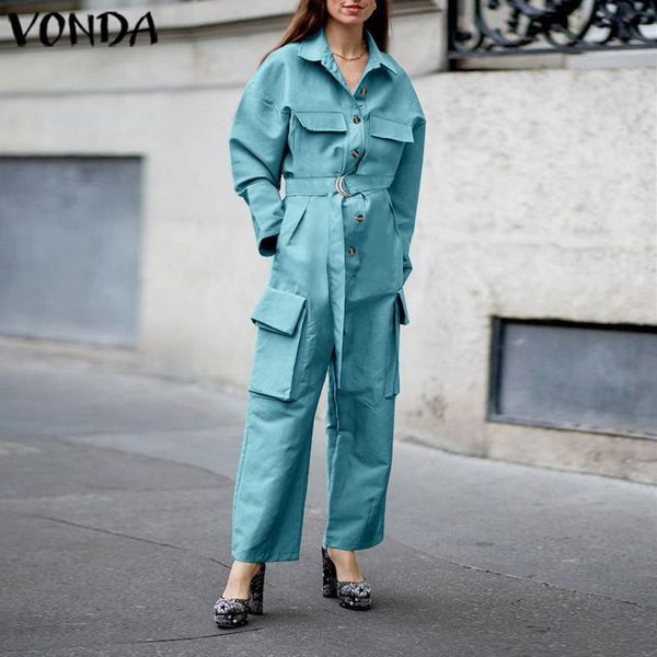 casual solid pockets belted party playsuits vonda women long jumpsuits fashion autumn long sleeve overalls v-neck rompers, Black;white
casual solid pockets belted party playsuits vonda women long jumpsuits fashion autumn long sleeve overalls v-neck rompers, Black;white