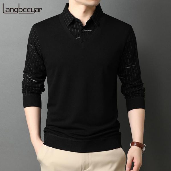 2020 new autum winter fashion brand knit pullover men black fake two shirt collar sweaters casual men clothes, White;black
2020 new autum winter fashion brand knit pullover men black fake two shirt collar sweaters casual men clothes, White;black