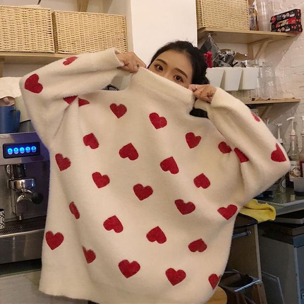 winter korean loose pullover women high neck clothes autumn fashion cashmere cute heart knitted jumper turtleneck warm sweater1, White;black
winter korean loose pullover women high neck clothes autumn fashion cashmere cute heart knitted jumper turtleneck warm sweater1, White;black