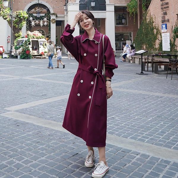 women's trench coats windbreaker 2021 spring autumn wine red long lapel korean loose double-breasted british style fashion coat female, Tan;black
women's trench coats windbreaker 2021 spring autumn wine red long lapel korean loose double-breasted british style fashion coat female, Tan;black