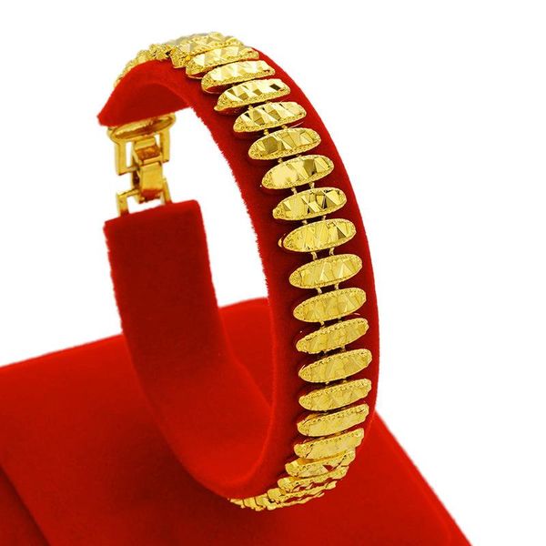 link, chain charm bracelet for men and women yellow gold filled oval shaped geometry carved link & bangle, Black
link, chain charm bracelet for men and women yellow gold filled oval shaped geometry carved link & bangle, Black