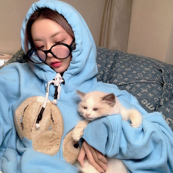 and autumn winter 2020 new palm bear couple's hooded sweater women's loose korean version lazy style, Black
and autumn winter 2020 new palm bear couple's hooded sweater women's loose korean version lazy style, Black