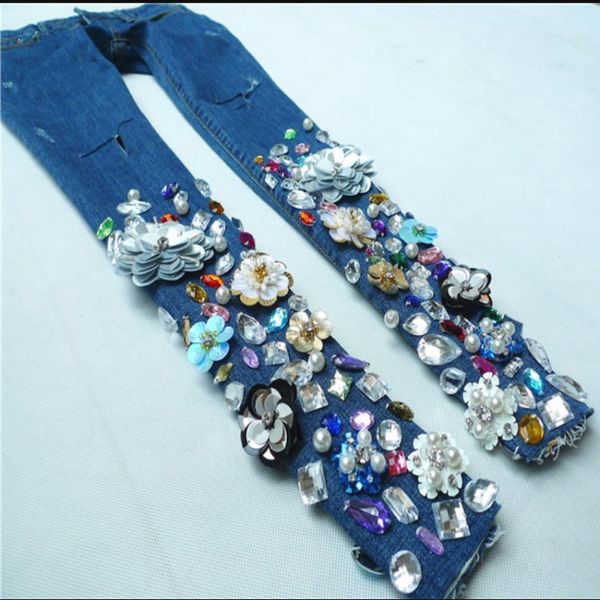 fashion beaded jeans women diamonds embroidery flower pencil feet skinny ankle length jeans1, Blue
fashion beaded jeans women diamonds embroidery flower pencil feet skinny ankle length jeans1, Blue