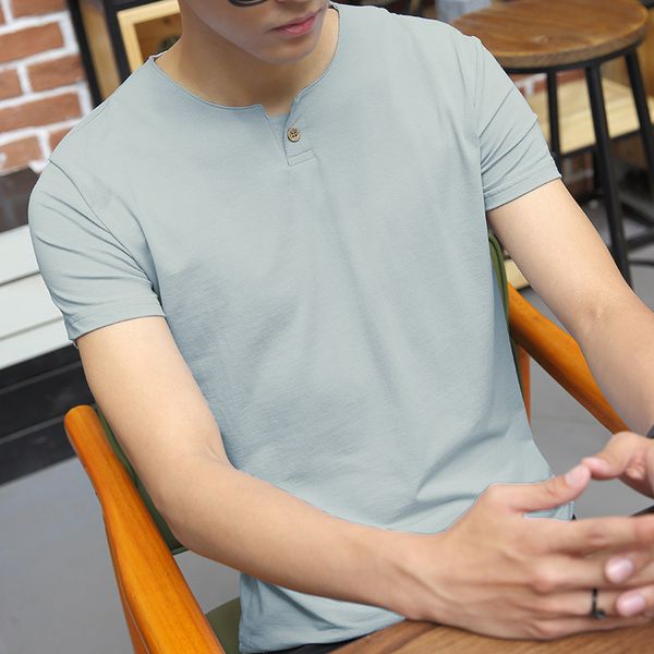 korea style mens t-shirts cotton fashion black white t-shirt for men button short sleeve tee shirts coat casual clothing kg-386, White;black
korea style mens t-shirts cotton fashion black white t-shirt for men button short sleeve tee shirts coat casual clothing kg-386, White;black