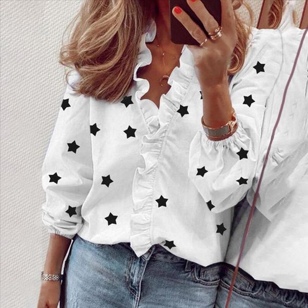 new daisy star print сборки блуза рубашки офиса lady 2020 лето с длинным рукавом тонкий блузы мода женщин sexy v шеи tops, White
new daisy star print сборки блуза рубашки офиса lady 2020 лето с длинным рукавом тонкий блузы мода женщин sexy v шеи tops, White